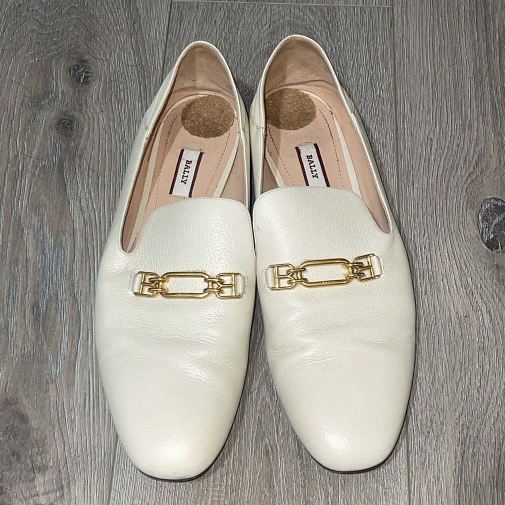 Bally Darcie Smoking Slippers in Bone/White